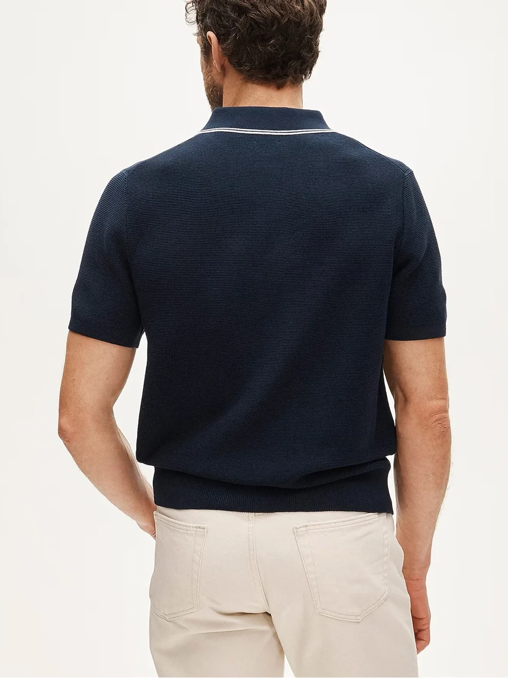 J. CREW Short-sleeve tipped sweater-polo in Pima cotton Size S $118 CT217